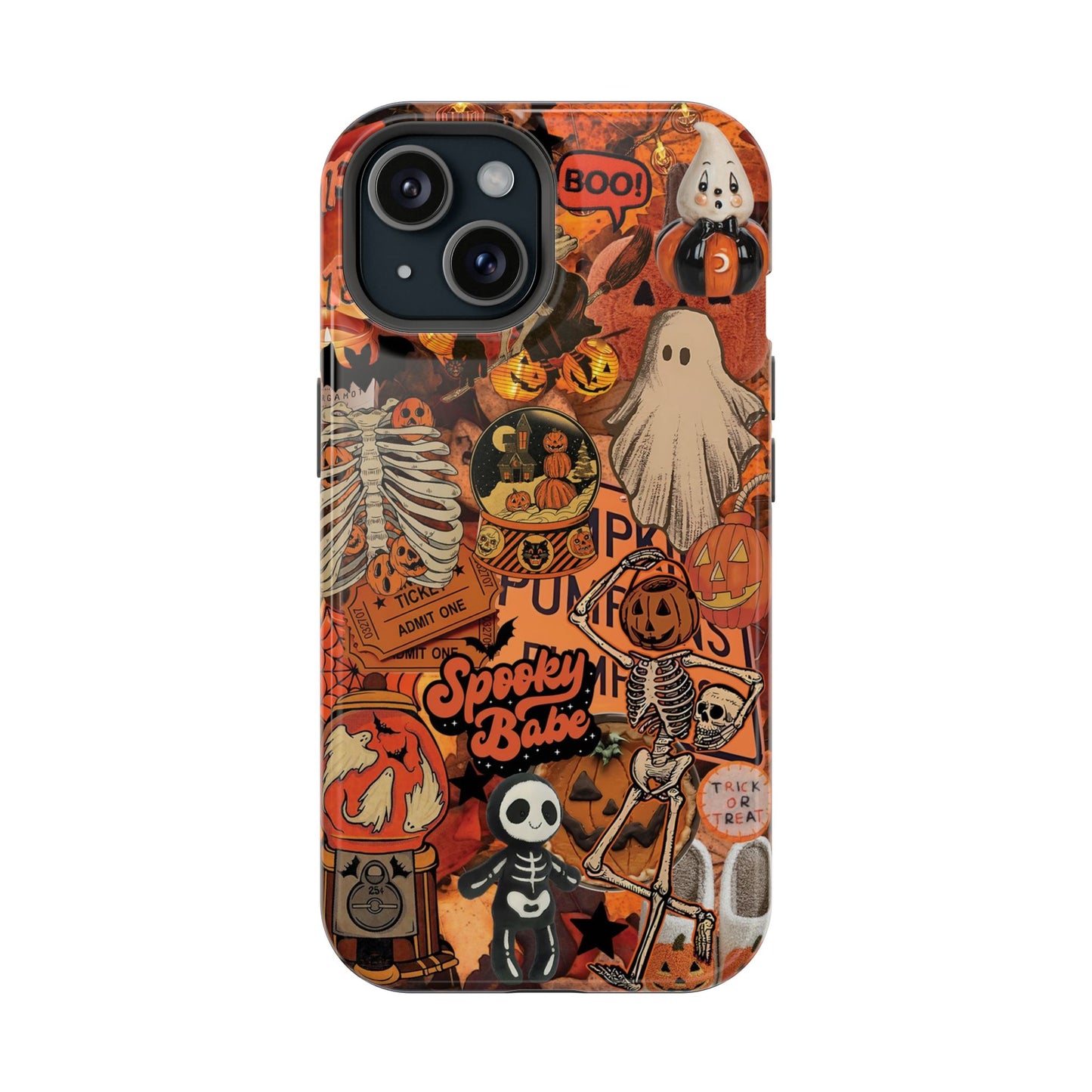 Neon Horror Pattern iPhone Case - Unique Horror Style, Full Protection, Durable Material, Sharp Print, Suitable for Halloween & Dark Style Fans, Stands Out With Haunted Icon, Mask, Impressive Glow