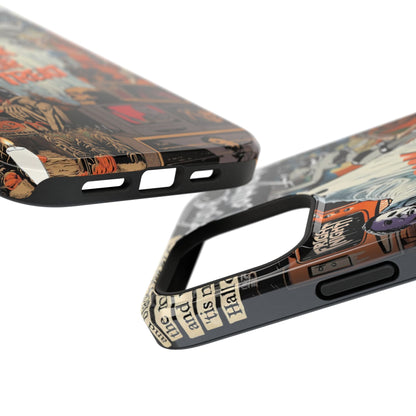 Neon Horror Pattern iPhone Case - Unique Horror Style, Full Protection, Durable Material, Sharp Print, Suitable for Halloween & Dark Style Fans, Stands Out With Haunted Icon, Mask, Impressive Glow