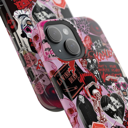 Neon Horror Pattern iPhone Case - Unique Horror Style, Full Protection, Durable Material, Sharp Print, Suitable for Halloween & Dark Style Fans, Stands Out With Haunted Icon, Mask, Impressive Glow