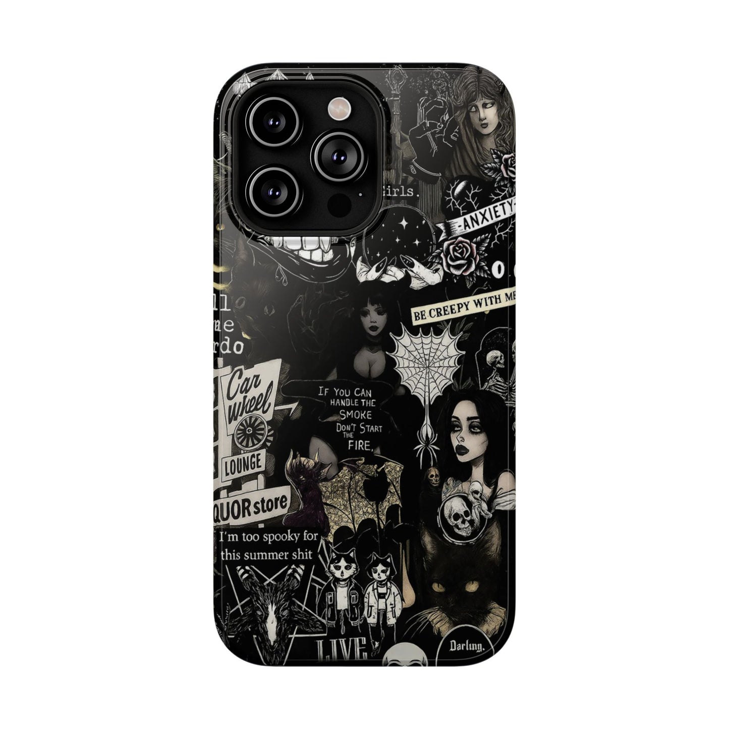 Neon Horror Pattern iPhone Case - Unique Horror Style, Full Protection, Durable Material, Sharp Print, Suitable for Halloween & Dark Style Fans, Stands Out With Haunted Icon, Mask, Impressive Glow