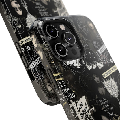 Neon Horror Pattern iPhone Case - Unique Horror Style, Full Protection, Durable Material, Sharp Print, Suitable for Halloween & Dark Style Fans, Stands Out With Haunted Icon, Mask, Impressive Glow