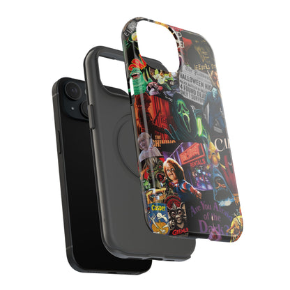 Neon Horror Pattern iPhone Case - Unique Horror Style, Full Protection, Durable Material, Sharp Print, Suitable for Halloween & Dark Style Fans, Stands Out With Haunted Icon, Mask, Impressive Glow